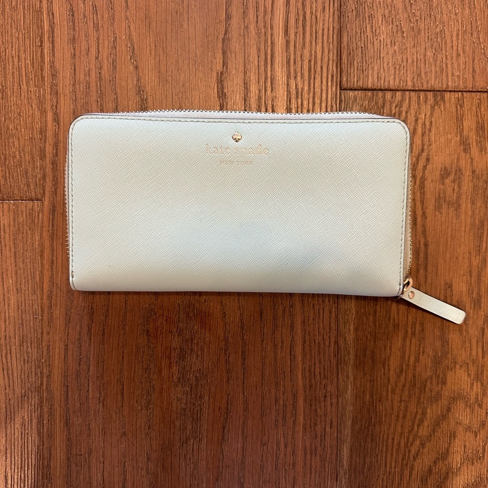 Kate Spade Cedar Street Lacey Turquoise Leather Wallet with Zip Closure